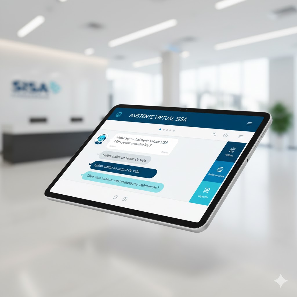 Asistente virtual de SISA Seguros en una interfaz de chat moderna